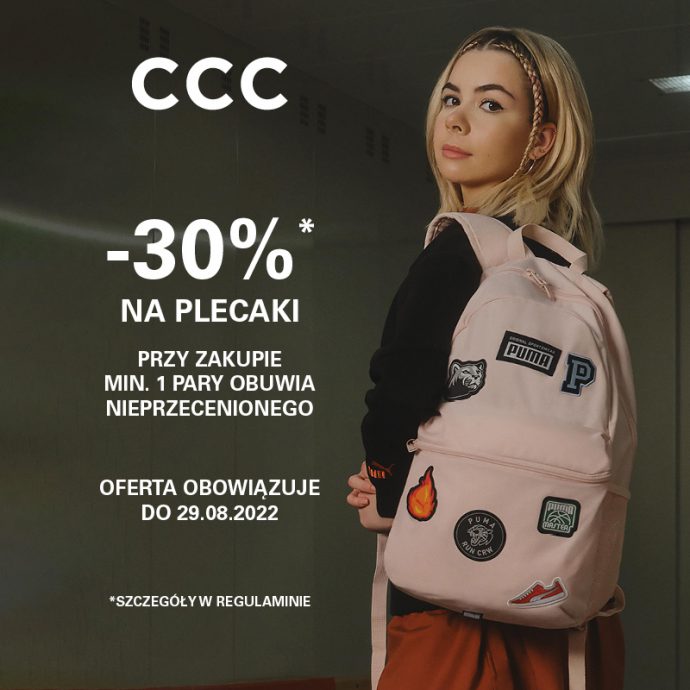-30% na plecaki przy zakupie min. 1 pary obuwia nieprzecenionego